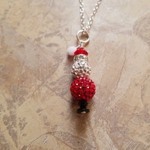 Swarvoski Pave Santa 18" Silver-plated Chain